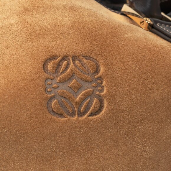 Loewe Amazona Oro Suede & Marron Leather Tote Bag - Picture 9 of 13